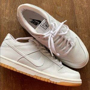 Nike Dunk Low perforated white leather gum sole